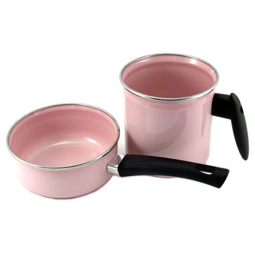 Conjunto Papeiro e Leiteira Rosa Metallouça