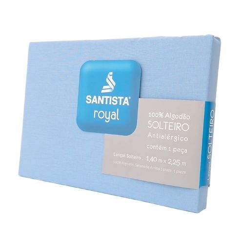 Lençol sem Elástico Solteiro Azul Santista Royal