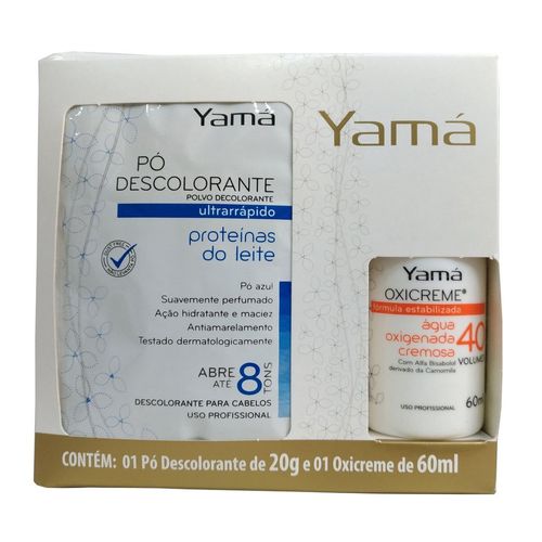 Pó Descolorante Ultra Rápido Proteínas do Leite Refil 20g   1 Oxicreme de 60ml Yamá