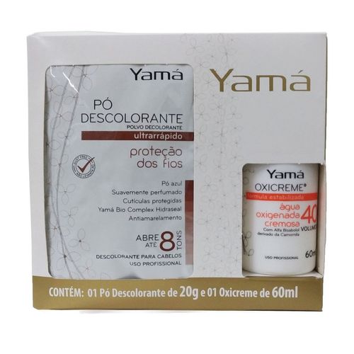 Kit Pó Descolorante Proteção dos Fios 20g   Água Oxigenada Cremosa Yamá