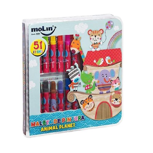Maleta De Pintura Infantil Animal Planet 51 Itens Molin