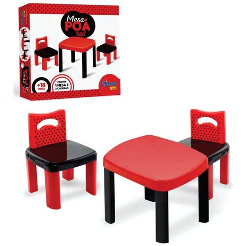 Mesinha Infantil Poá Red Com 2 Cadeiras Simo Toys