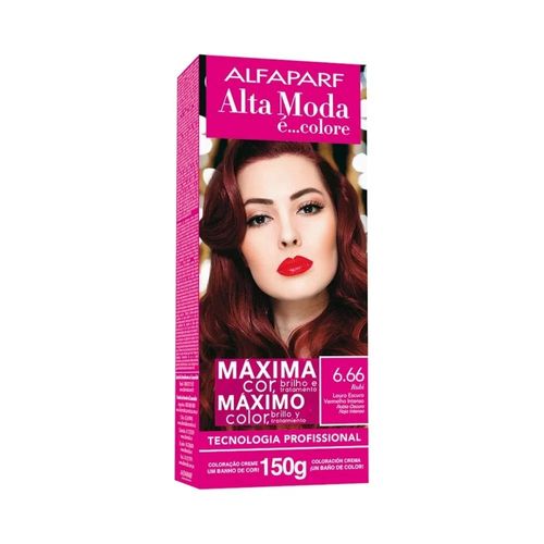 Tintura Colore 6.66 Rubi Louro Escuro Vermelho Intenso Alfaparf Alta Moda
