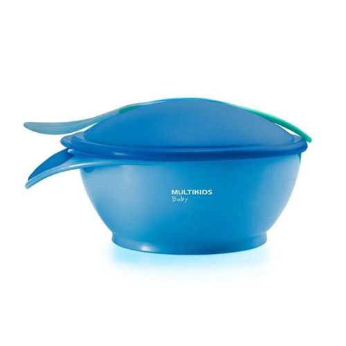 Prato Fundo com Colher Termossensível Funny Meal Azul BB1121Multikids