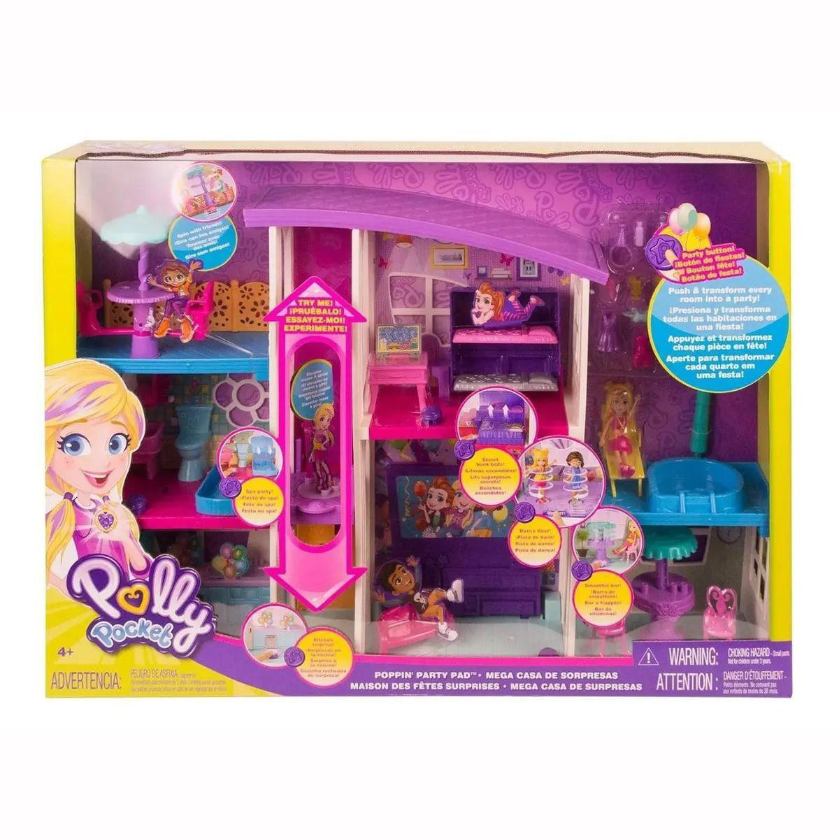 Polly Pocket Playset, Travel Toy with 2 Micro Dolls & Surprise Accessories,  Pocket World Donut Pajama Party Compact, Food Toy