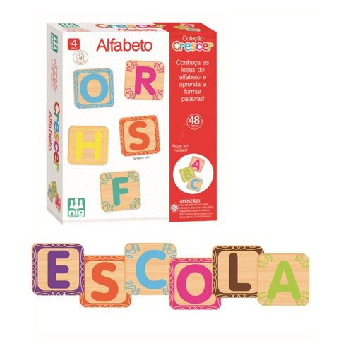 Jogo Educativo Didático Crescer Alfabeto Em Madeira Nig Brinquedos