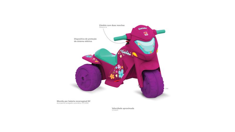 Moto Elétrica Infantil Gatinha 2 Marchas Bandeirante