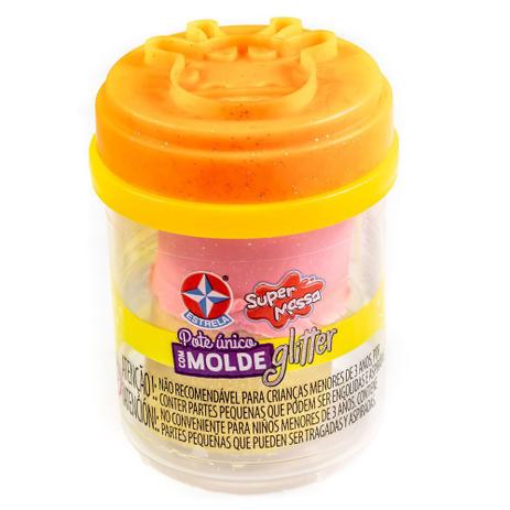 Massinha Super Massa Pote Único Com Molde Acoplado Glitter Sortidas Estrela