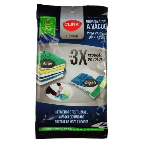 Saco Organizador a Vácuo Para Viagem 50x70cm Protetor Clink