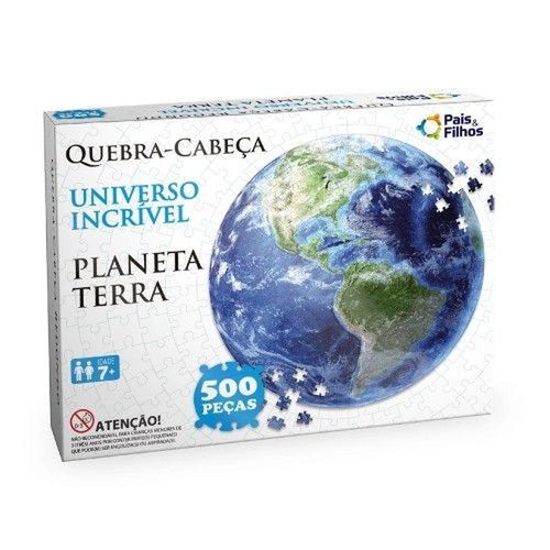 Jogo Quebra Cabeça Redondo Planeta Terra 500 Pçs Pais e Filhos