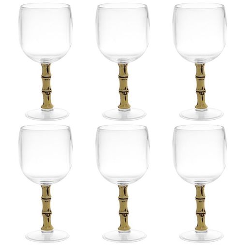 Conjunto 6 Taças de Acrílico Transparente Bambu 500ml 99611 Rojemac