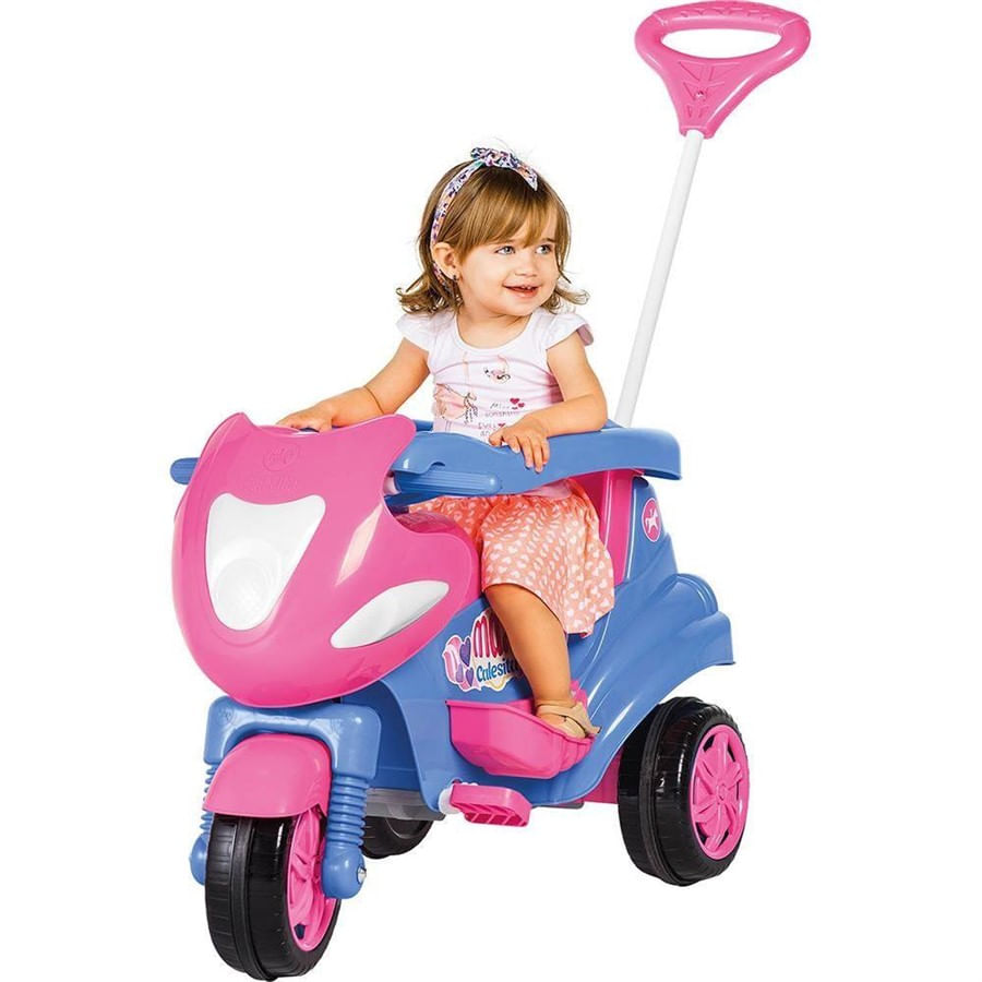 Brinquedo Infantil Divertido Moto De Passeio Max Rosa Calesita em