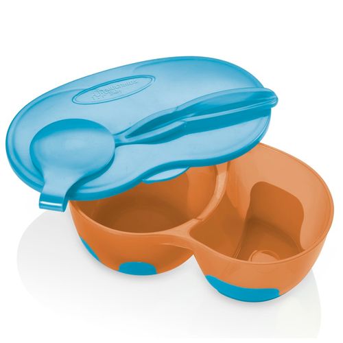 Prato Fundo com Divisória BB053 Laranja com Azul Multikids
