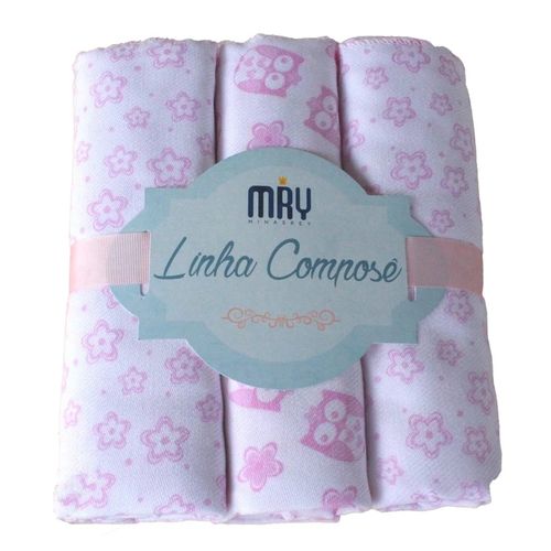 Kit Manta Cueiro 80x80cm 3159 Rosa Minasrey