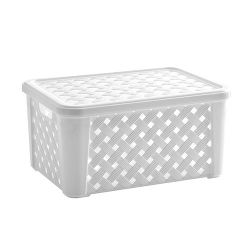 Cesto Organizador Com Tampa Rattan 711 Branco Paramount