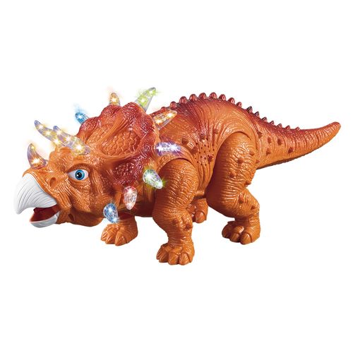 Boneco Dinossauro a Pilha Tricerátopo Cores Sortidas DM Toys