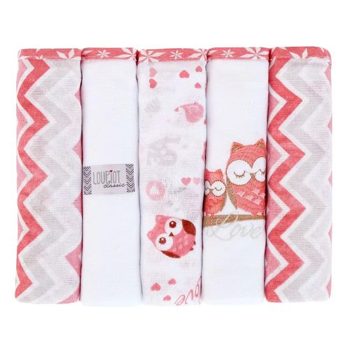 Kit 5 Fraldas 70cmx68cm 5355 Loupiot Rosa Seco Minasrey