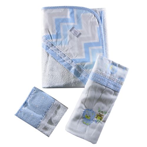Kit Toalha 3 Peças 5256 Azul Loupiot Minasrey