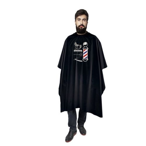 Capa Barbearia Cetim Sem Manga Preta 4405 Santa Clara