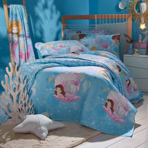 Kit Colcha Solteiro Infantil 2 Pçs Sereia Santista Boutis