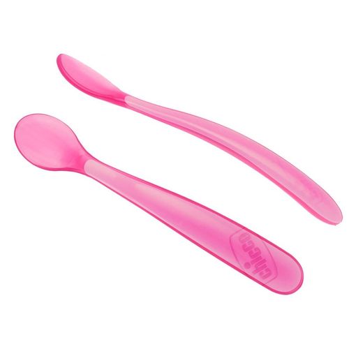 Colher de Silicone 6m  com 2 unidades Rosa Chicco