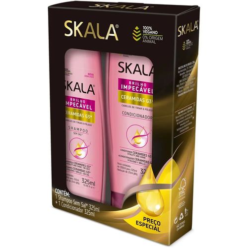 Kit Shampoo   Condicionador Brilho Impecável 325ml Skala