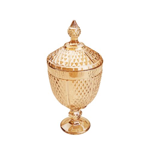 Potiche de Cristal Chumbo com Pé Perseu Âmbar 7228 Lyor