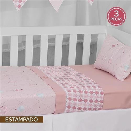 Jogo de Berço 3 Peças Loupiot Circus Rosa 332105 Minasrey