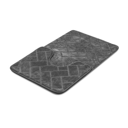 Kit Tapetes Para Banheiro Xadrez Design Cinza 5102 Loani
