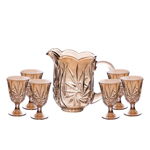 Conjunto Jarra e 6 Taças de Cristal Prima Lyor 7740 Âmbar