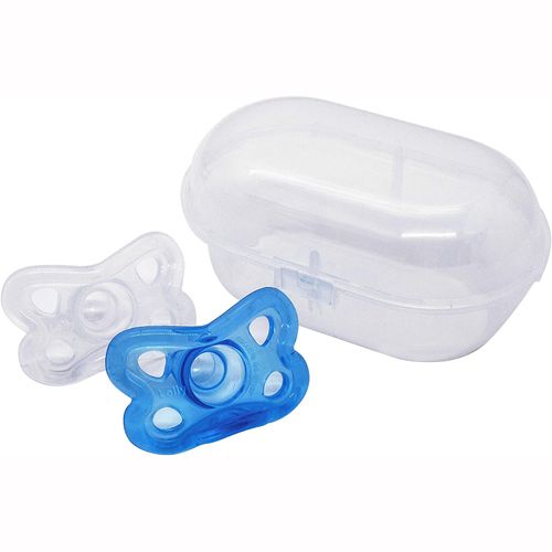 Chupeta Silicone 2 Und com Estojjo Tam 1 Azul 0 a 6 meses Lolly
