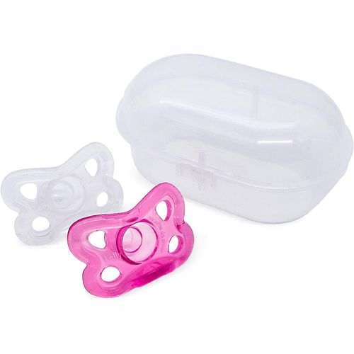 Chupeta Silicone 2 Und com Estojjo Tam 1 Rosa 0 a 6 meses Lolly