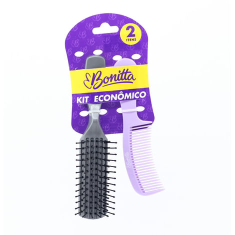 Kit Econômico Escova e Pente Linha Cores Sortidas Bonitta 629 Marco Boni