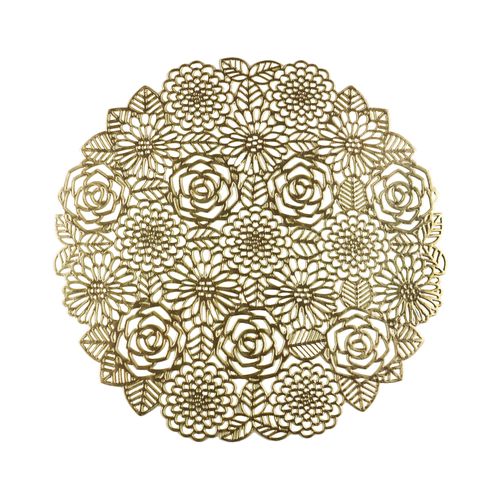 Lugar Americano Plástico Flowers Dourado 38cm 7878 Lyor