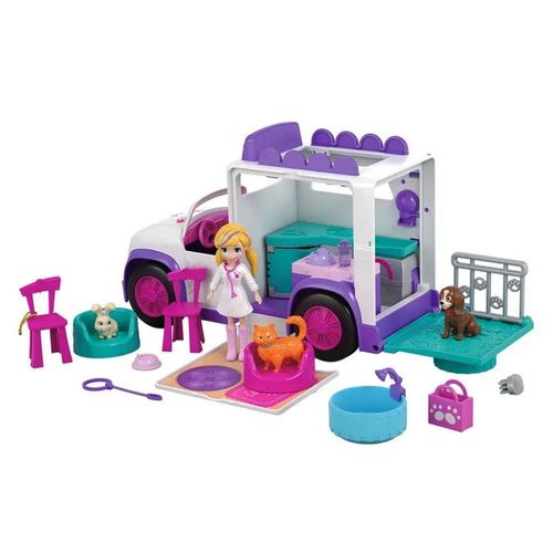 Boneca Polly Pocket Hospital Móvel dos Bichinhos GRF04 Mattel