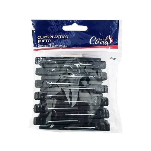 Clips Plástico Pretos com 12 Unidades 3212 Santa Clara