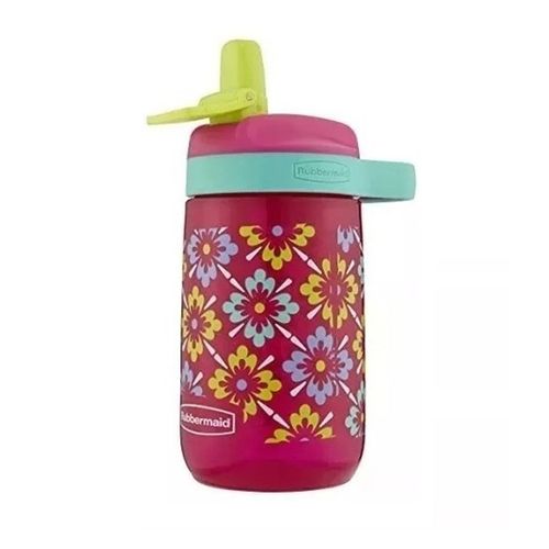 Squeeze Infantil Leak Com Bico Reto Rosa Flores 414 ml Invicta