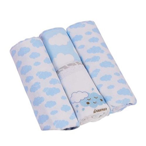 Kit Manta Cueiro 3 pçs 5934 80x80 Azul Minasrey