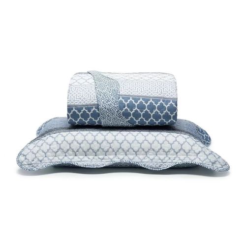 Kit Colcha King 3 Pçs Diniz Azul Santista Boutis