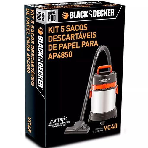 Kit 5 Sacos Descartáveis de Papel Para Aspirador AP4850 Black e Decker