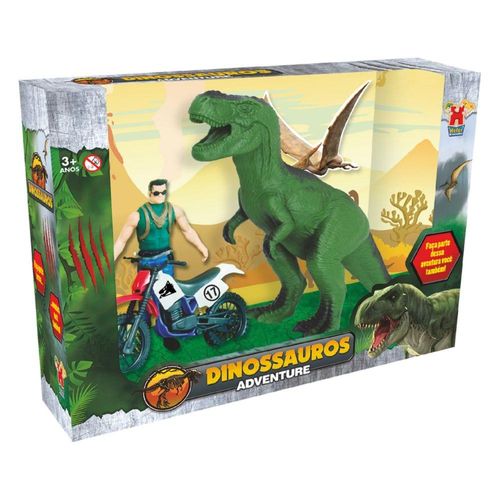Boneco Com Moto E T Rex Dinossauro Adventures
