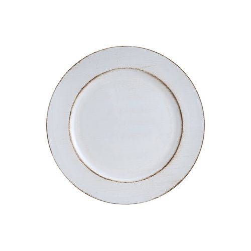 Sousplat De Plástico Opala Patinado Branco 33cm Lyor
