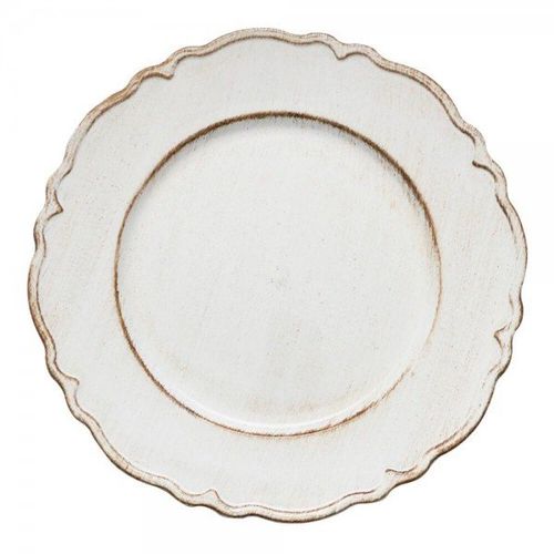 Sousplat De Plástico Patinado Branco Moon 33cm Lyor