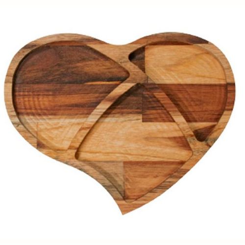 Petisqueira de Madeira Rústica Teca Formato Coração Debiasi
