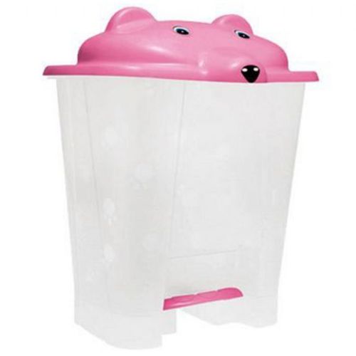 Lixeira Urso Transparente 12 Litros Rosa C/Pedal 739 Cajovil