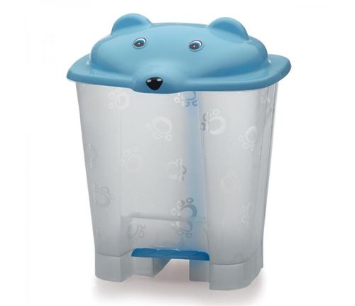 Lixeira Urso Transparente 12 Litros Azul C/Pedal 739 Cajovil