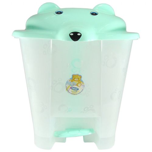 Lixeira Urso Transparente 12 Litros Verde C/Pedal 739 Cajovil