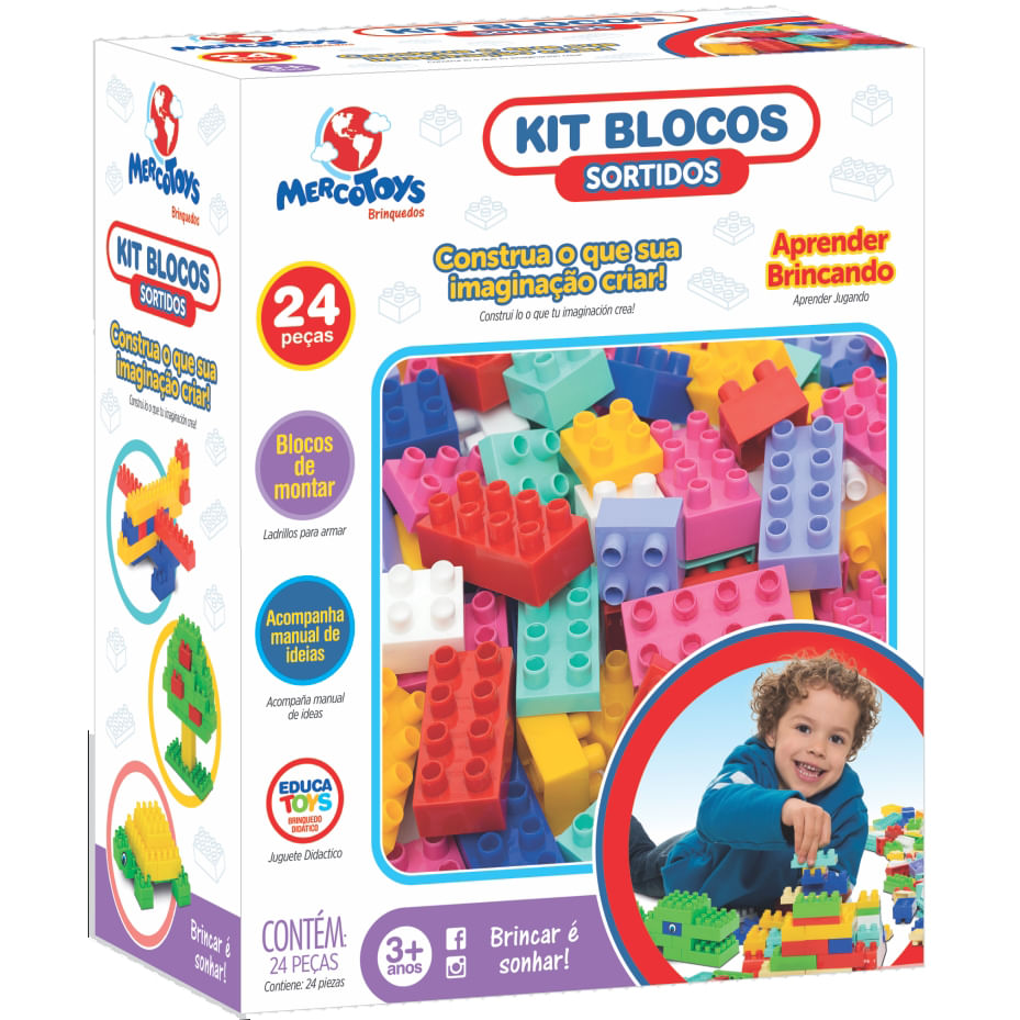 Blocos de Montar Infantil 84 peças Super Blocos Brinquedo