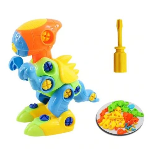 Brinquedo Educativo Dinossauro Colorido Monte e Brinque