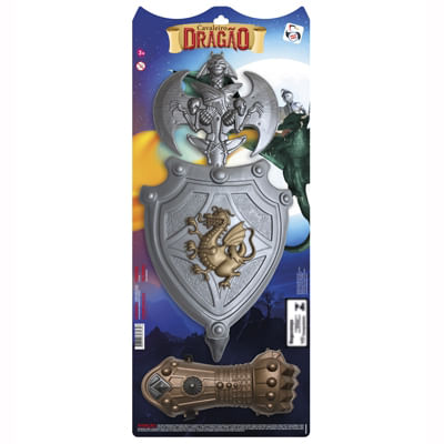 Kit Cavaleiro Dragão (Machado, Escudo e Luva) Pica Pau